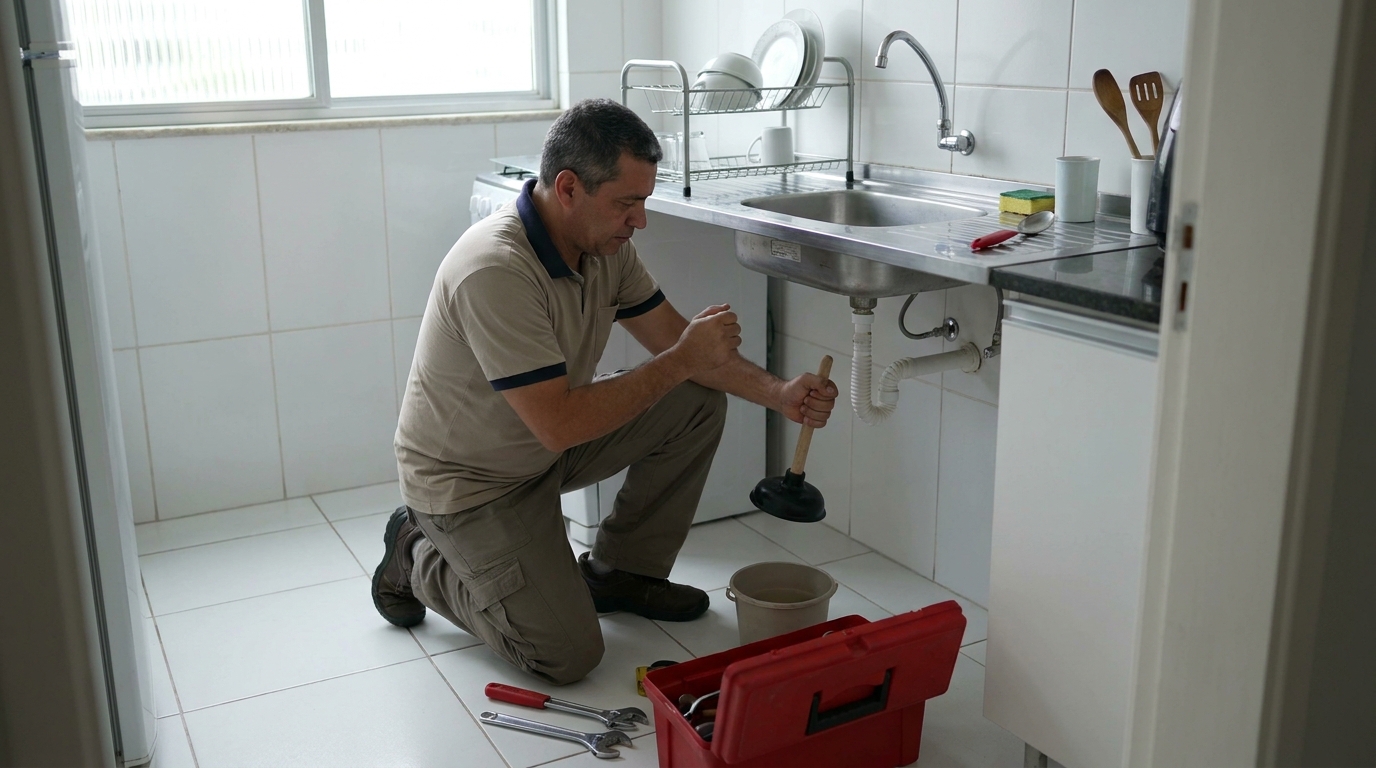 Desentupimento de pia residencial em Vitória‑ES