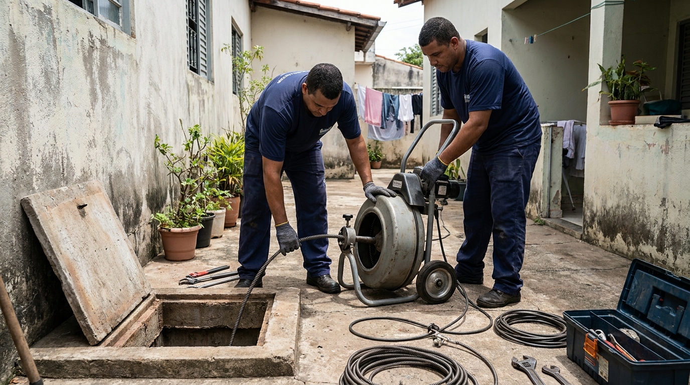 Desentupimento de rede de esgoto em Vitória‑ES
