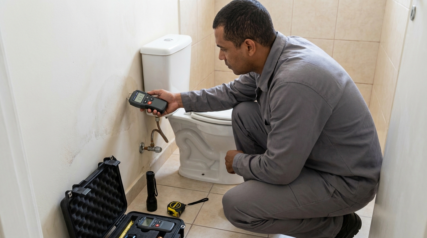 Técnico de caça vazamento em residência em Vitória‑ES